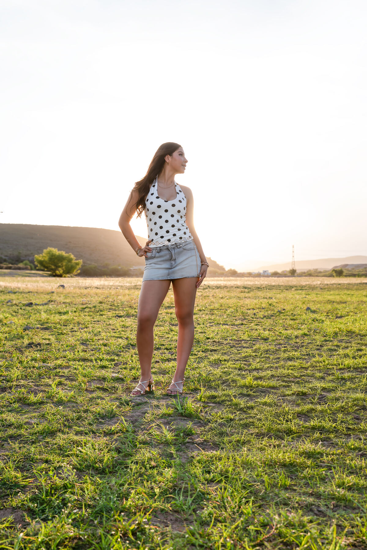 Lisa en el campo al atardecer